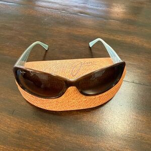 Maui Jim polarized Brown Gradient Lenses with Light Blue Temples Sunglasses